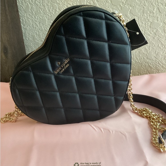 NWT Kate Spade Love Shack Black Quilted Heart Crossbody Bag Purse Handbag - Picture 10 of 12
